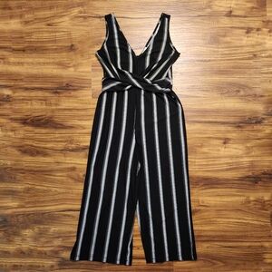 Candie's Black & White Striped Twist Jumpsuit Size Small